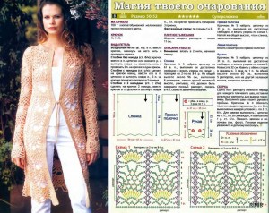 Вязаное пальто крючком с узором из ананасов